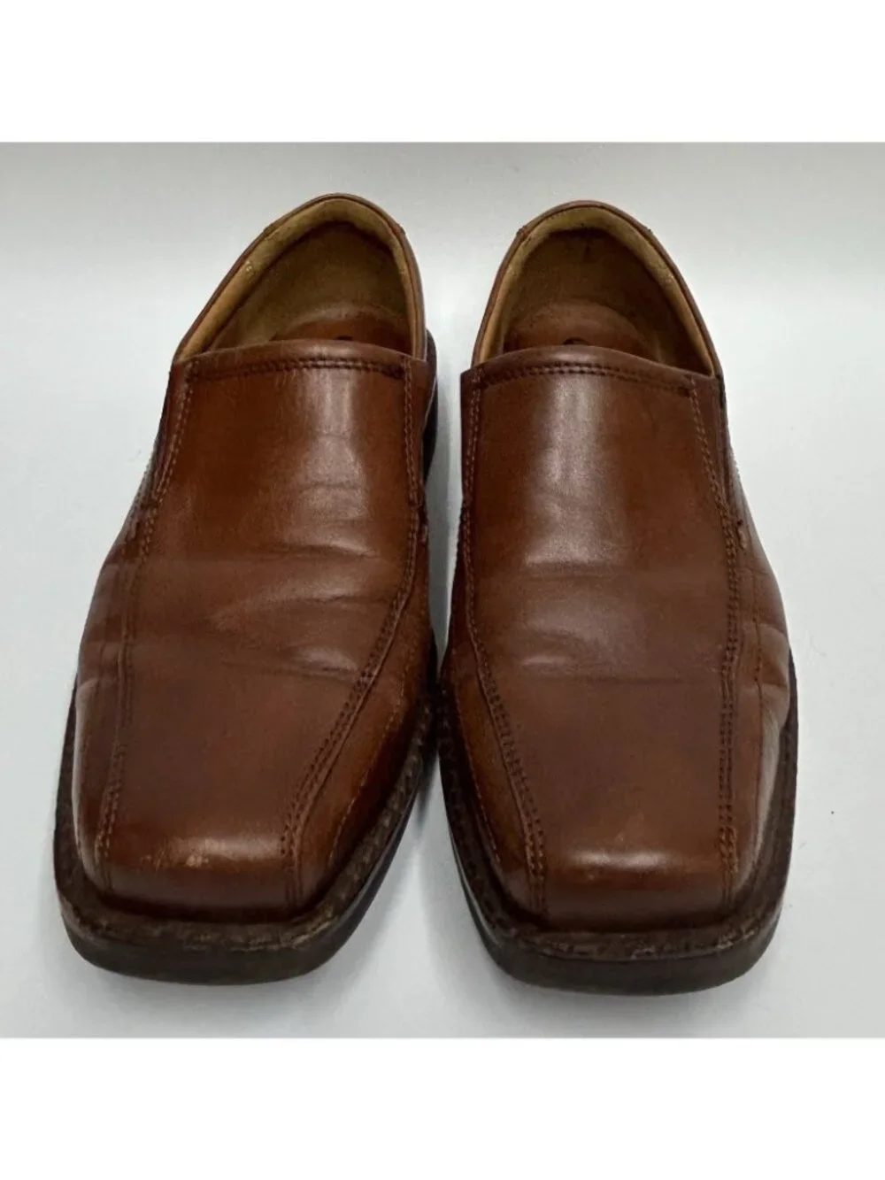 ECCO Holton Apron Toe Loafers Mens 43 9.5-10US Brown Leather Dress Shoes Slip On